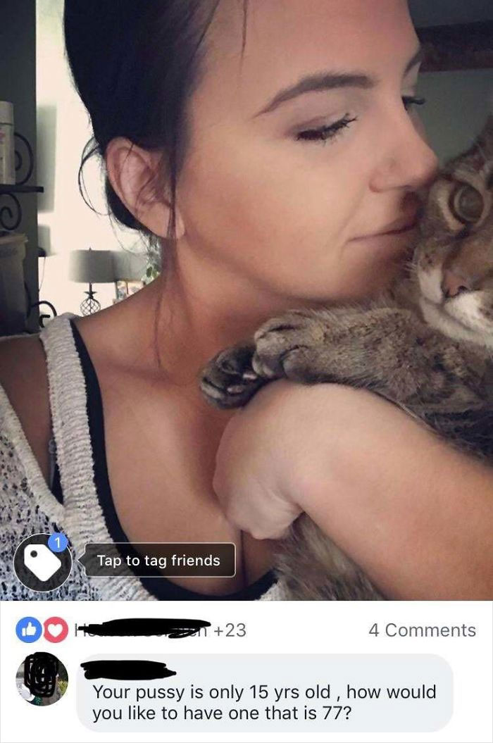 My Grandmothers Comment On My Photo Of Me And My 15 Year Old Cat