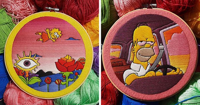 I Recreate My Favorite Scenes From The Simpsons With Embroidery (64 Pics)