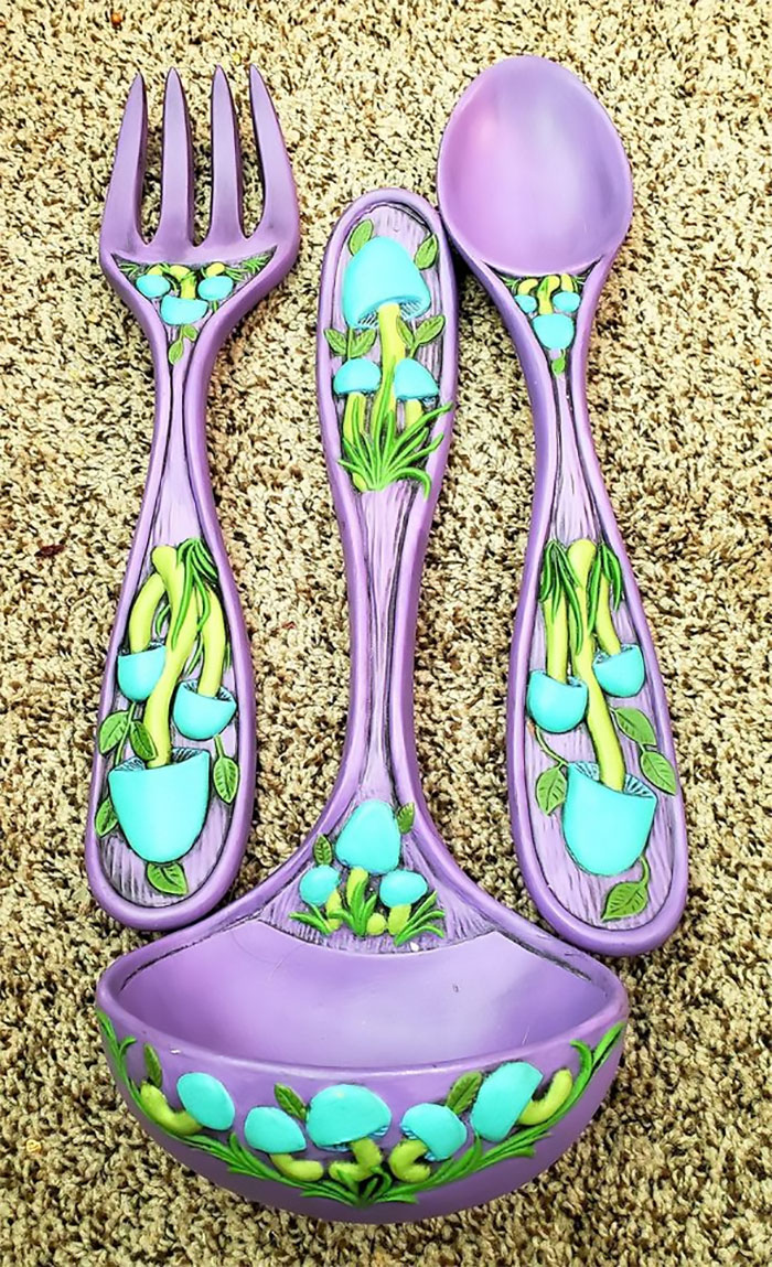 Found At A Second Hand Store In North Dakota...giant Cutlery With Mushrooms!
