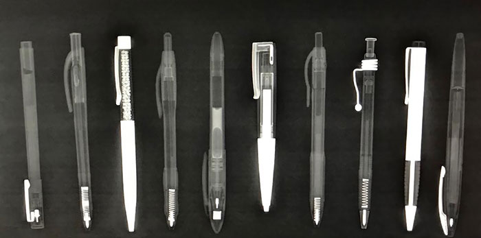 A Bunch Of Random Pens. My Favourite Is Third From The Left, You Can See The Little Crystals Really Well On The X-Ray