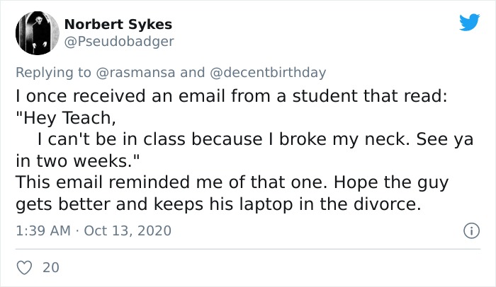 Professor Sends An Email To His Students Explaining Why The Class Is Postponed, And It's A Wild Ride