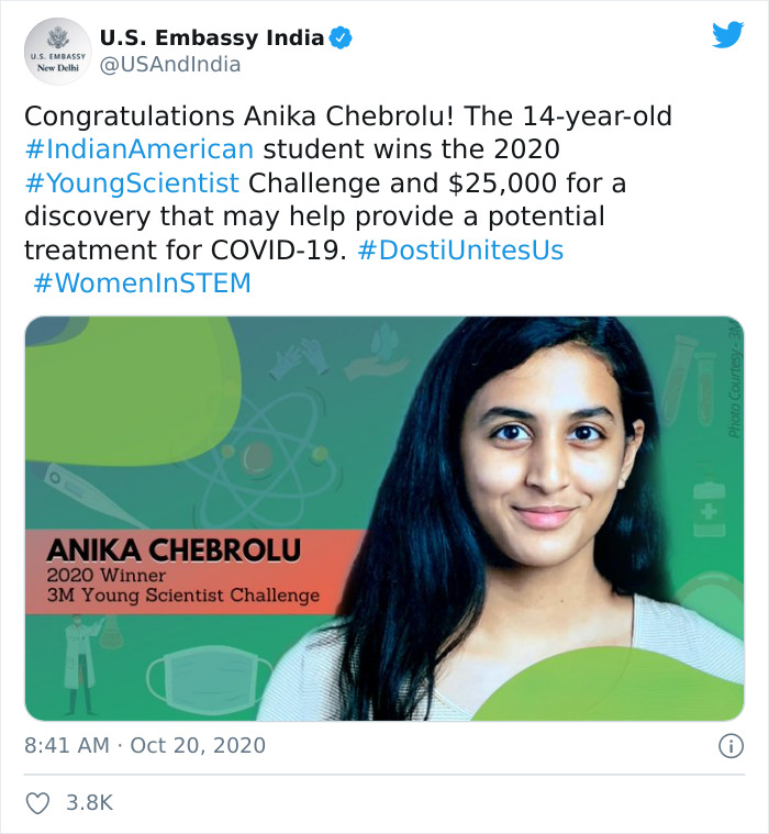 14-Year-Old Girl Wins $25K For Finding A Possible COVID Cure