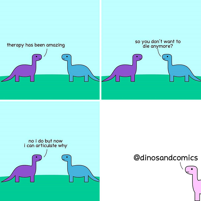Dinosaur comic about therapy and dying 