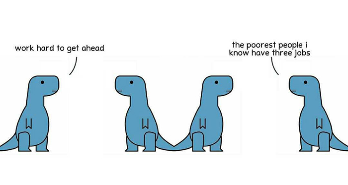 Dinosaur comic about working hard 