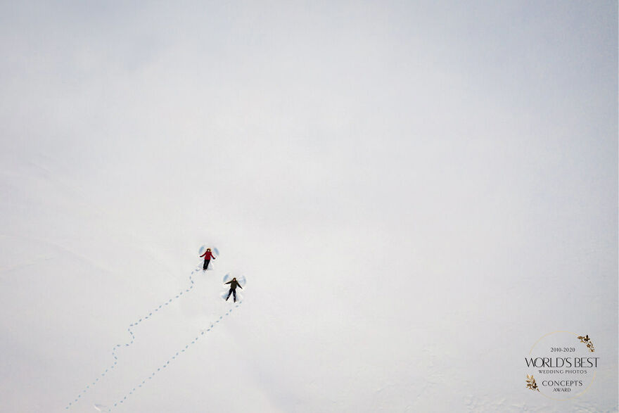 These Sweet Snow Angels Shot From A Drone, By Luca And Marta Gallizio