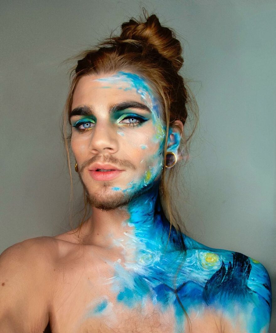 21-Year-Old Makeup Artist Uses His Face And Body As A Canvas To Recreate Famous Paintings (10 Pics) 21-Year-Old Makeup Artist Uses His Face And Body As A Canvas To Recreate Famous Paintings (10 Pics)