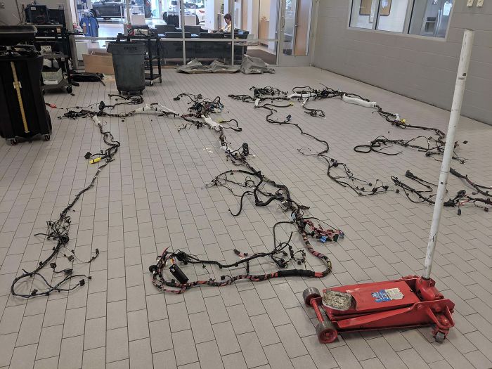 When A Customer Gets Flood Damage In Their 2013 Bmw And The Insurance Company Agreed To Pay 10 Grand To Replace The Entire Body Harness. (All Seats, Carpets, Dash And Cage Came Out. As Did The Headliner, Headlights And Everything In The Trunk.) This Was A 57 Hour Job