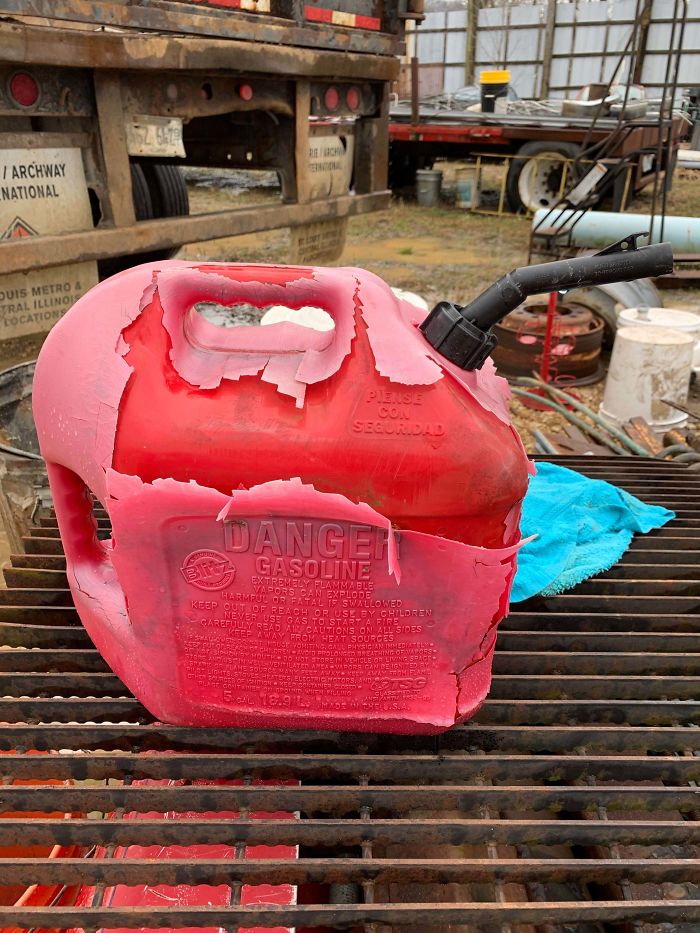 When The Gas Can Is Towards The End Of Its Life It Sheds Its First Layer Of Skin To Make A New Layer