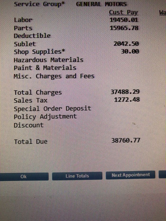 2015 Gmc Sierra 1500 Struck By Lightning At The Antenna. Here’s My Repair Totals. Insurance Refused To Total It So They Paid To Replace Nearly Every Module In The Truck At Full Labor Rate