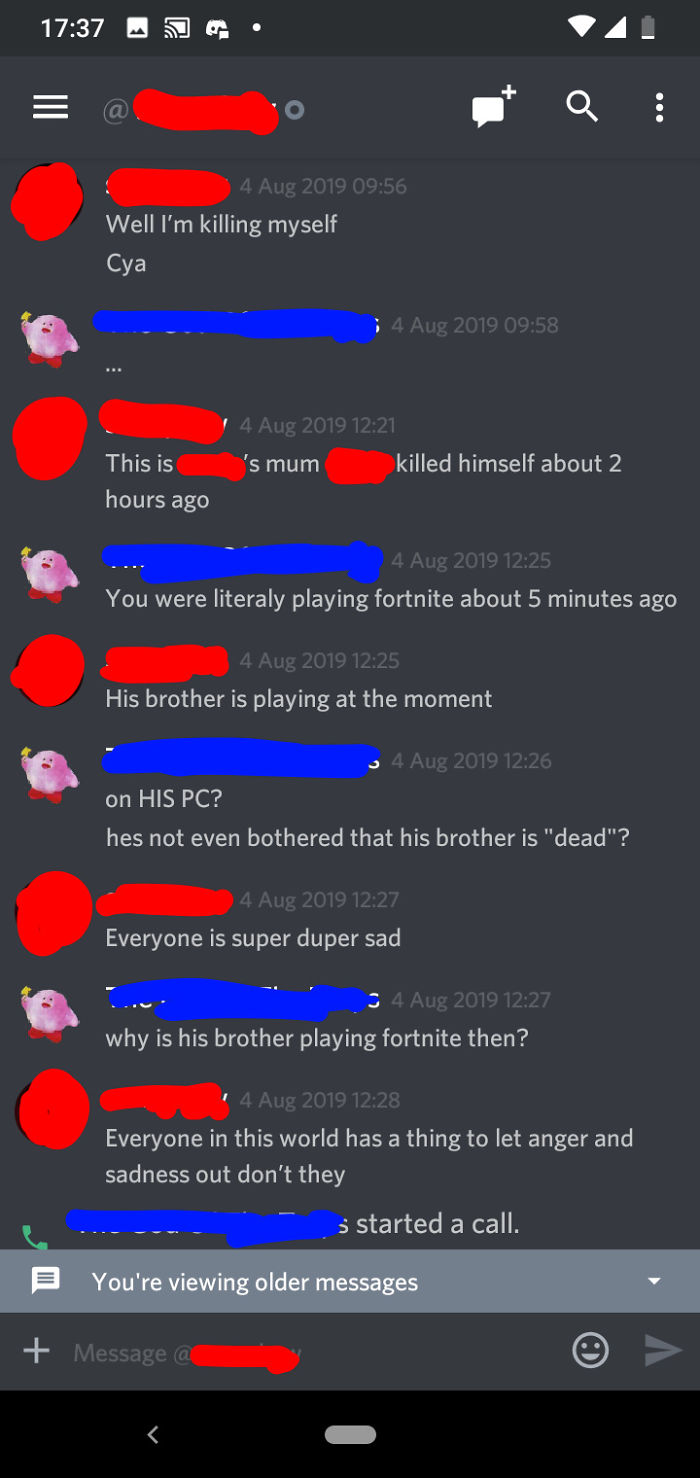 My "Friend" "Killing Himself"