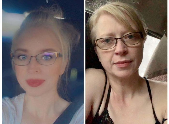 She Posted Both Those Selfies , The One To The Left Is The Kinda One She Posts Almost Daily... What's The Point, It Ain't Even You Anymore