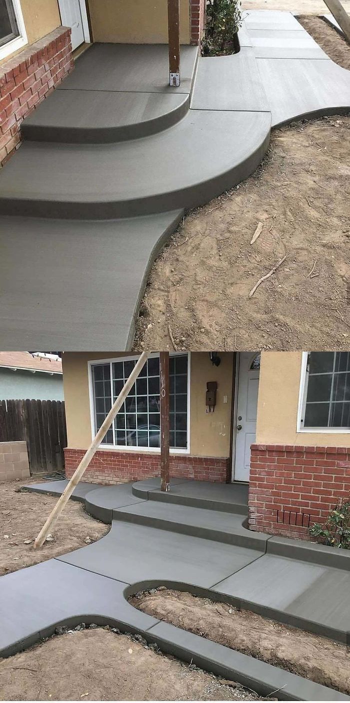 The Curves In This Freshly Set Concrete Walkway