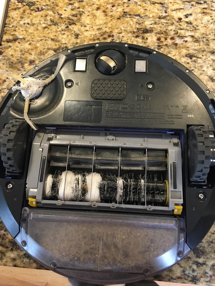 The Roomba Got All The White Thread Off The Bobbin After My Wife Left Just A Bit Touching The Floor