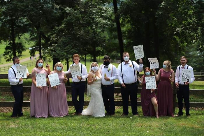 Making Fun Of Corona And Blm At Your 200+ Person Wedding. Yes This Was The Only Time Anyone Wore Masks