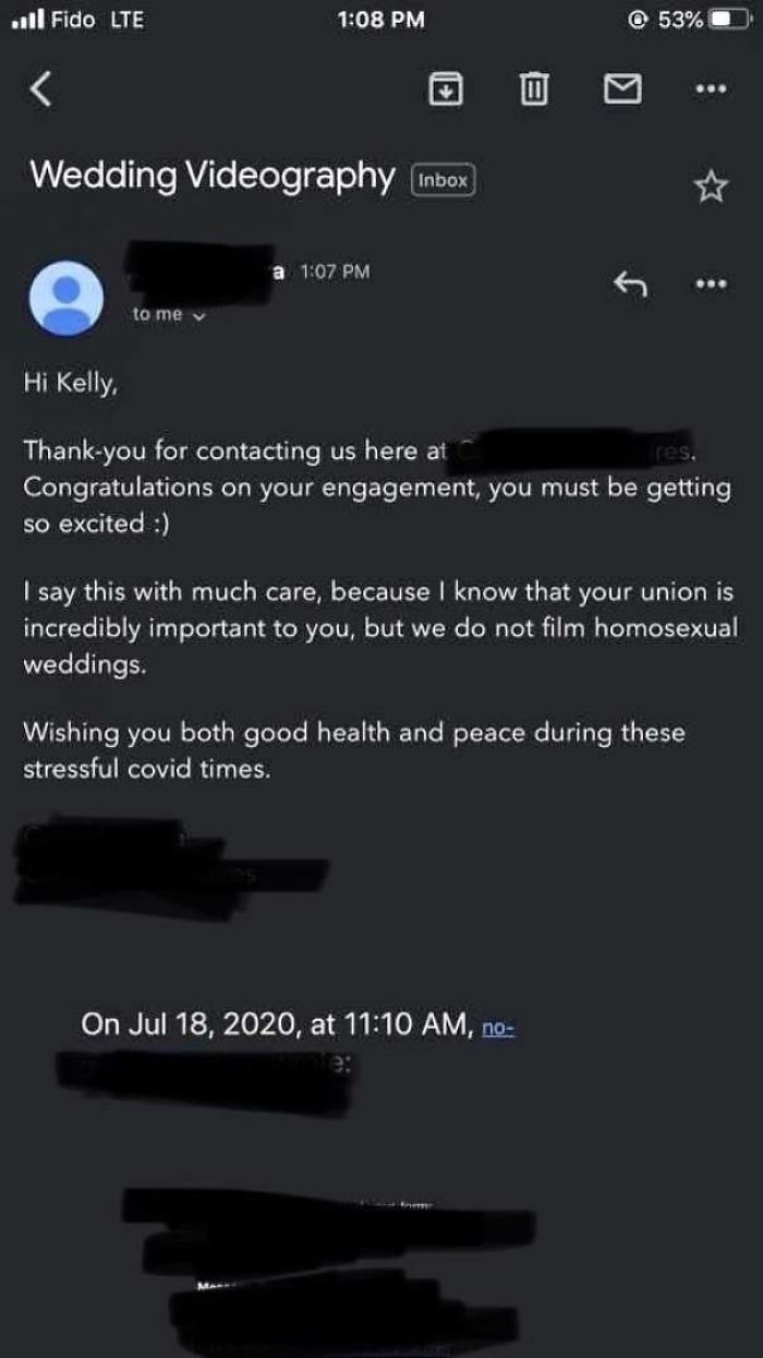 Videographer Refuses To Do Same-Sex Weddings