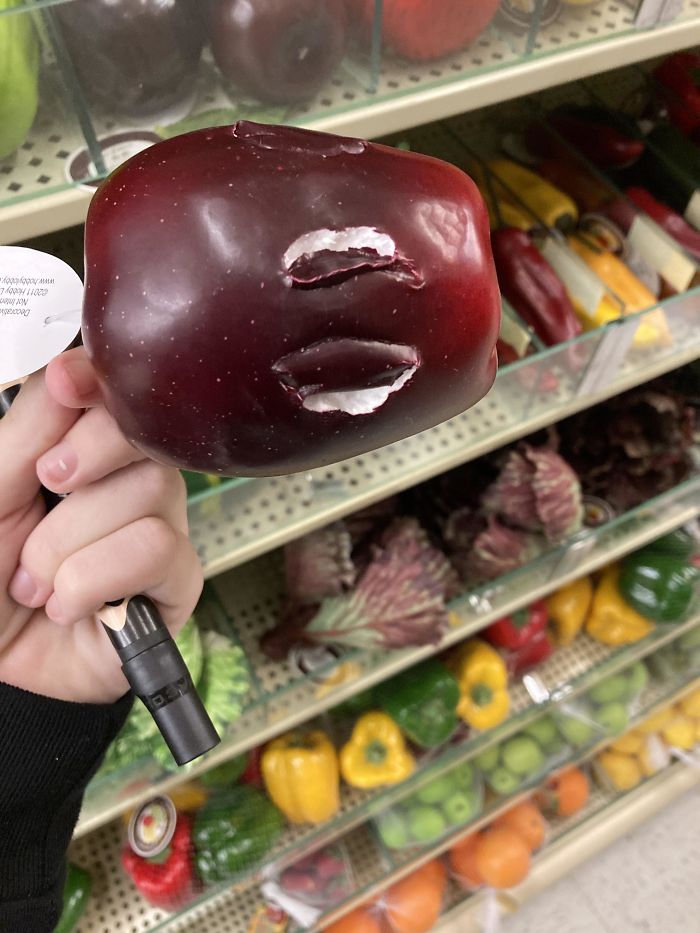 Some Idiot Kid Took Several Bites Out Of A Fake, Foam Apple