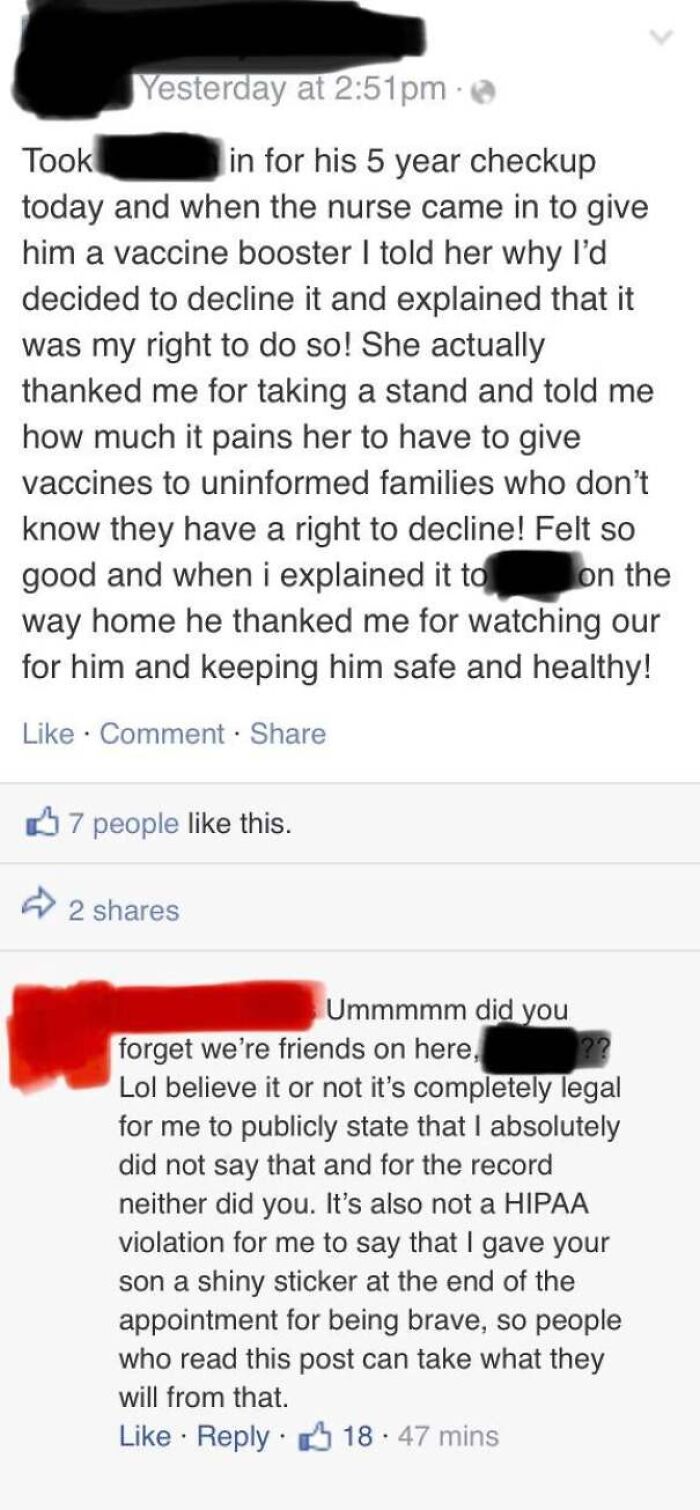 That Moment When An Anti-Vaxx Mom Is Called Out On Facebook By Her Son's Pediatric Nurse