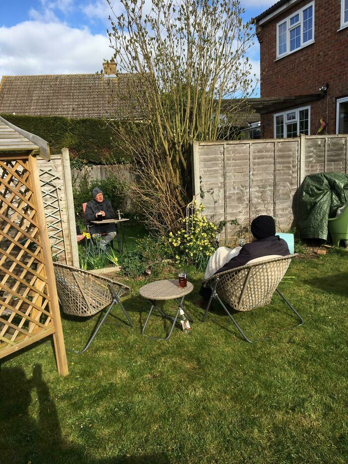 My Old Man Removed A Fence Panel So He Can Share A Beer With His Neighbour