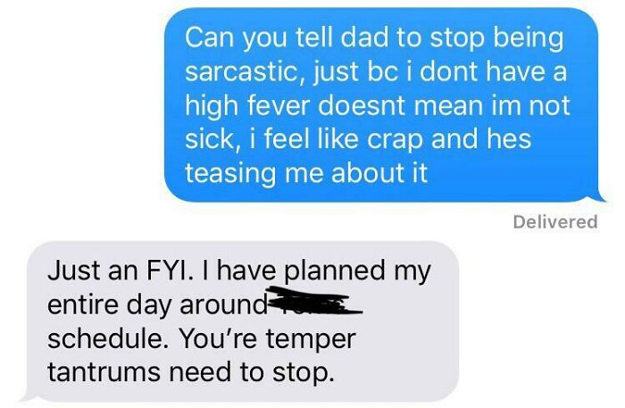 I Was Getting Strep Throat, My Dad Was 2 Hours Away At His Girlfriends House, He Refused To Take Me To The Doctor (Im 17 And Cant Take Myself) And Was Teasing Me, This Is A Message From His Girlfriend, I Drove 4 Hours To My Moms House So I Could Go To The Doctor