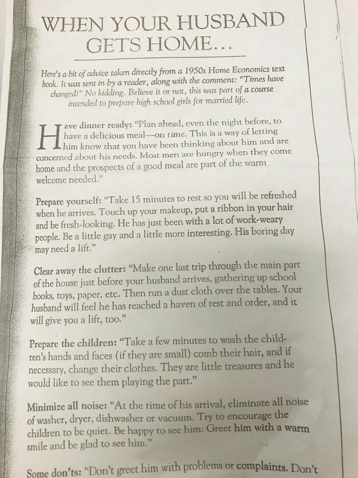 An Excerpt From A 1950s Newspaper Article, Very Obviously Written By A Man