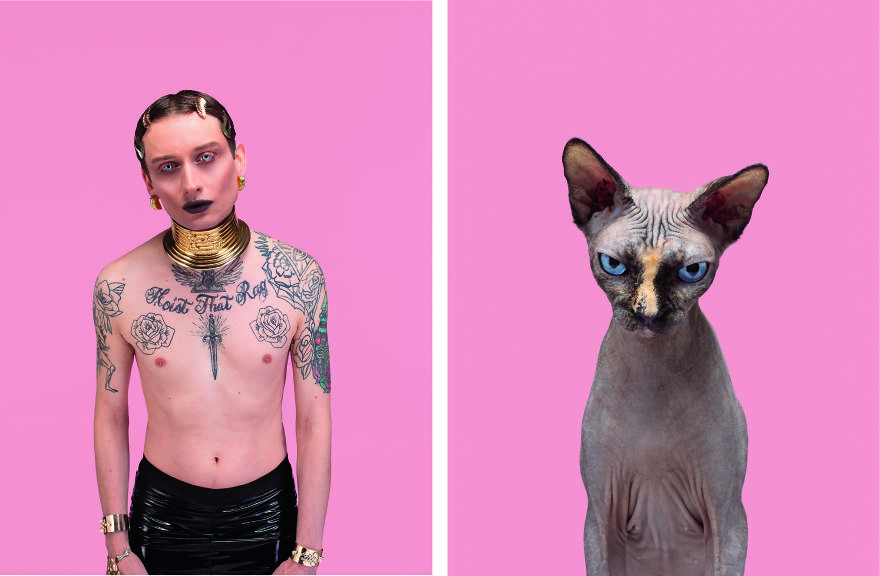 Photographer Captures Cats And Their Owners Side By Side For Uncanny Resemblance.