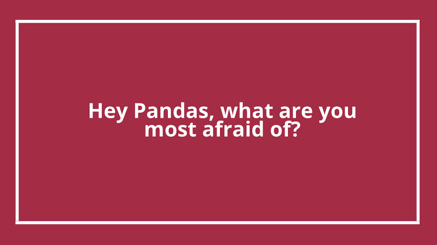 Hey Pandas, What Are You Most Afraid Of? Hey Pandas, What Are You Most Afraid Of?