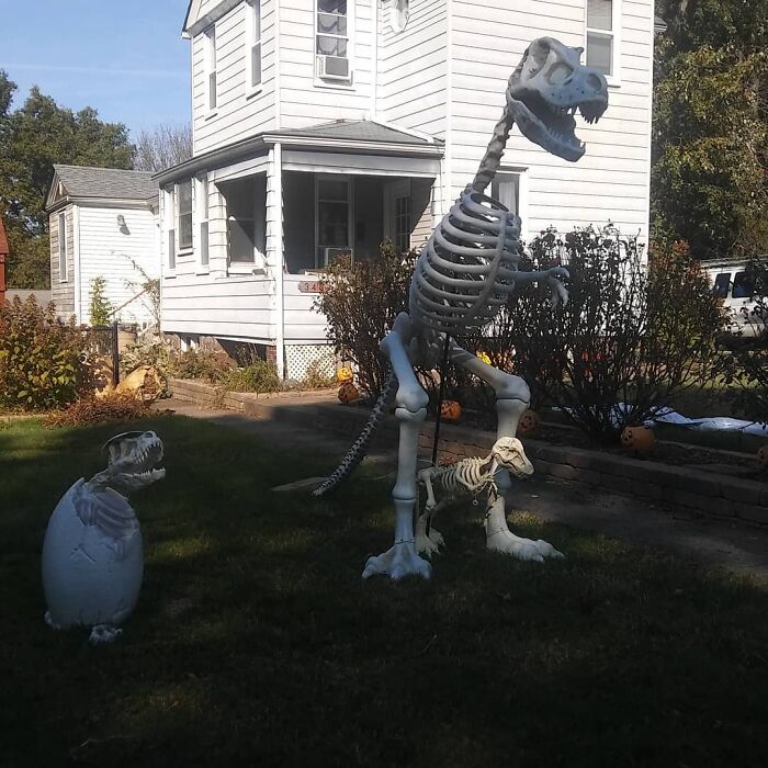 Kangaroo T Rex On Someone's Lawn In Ridgewood Nj. My Walks Are Getting More Interesting As The Full Moon On Halloween Approaches
