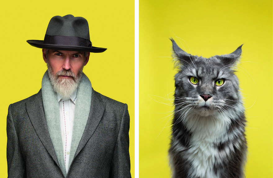 Photographer Captures Cats And Their Owners Side By Side For Uncanny Resemblance.
