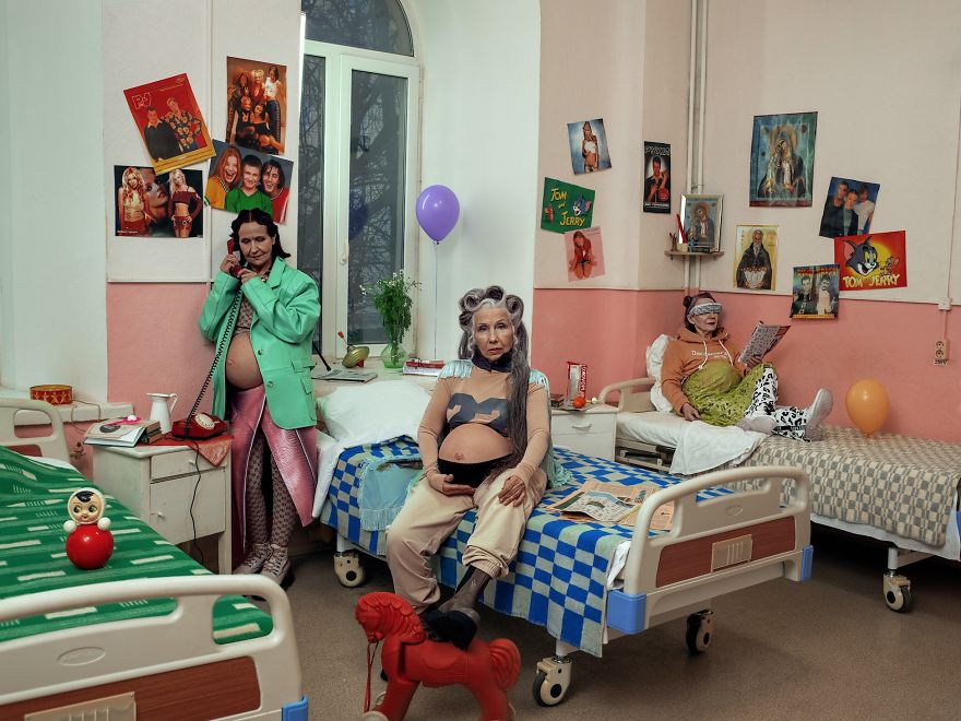 This Artist Responds To Society’s Pressure On Women To Become Mothers By A Certain Age By Showing Pregnant GRANDmothers