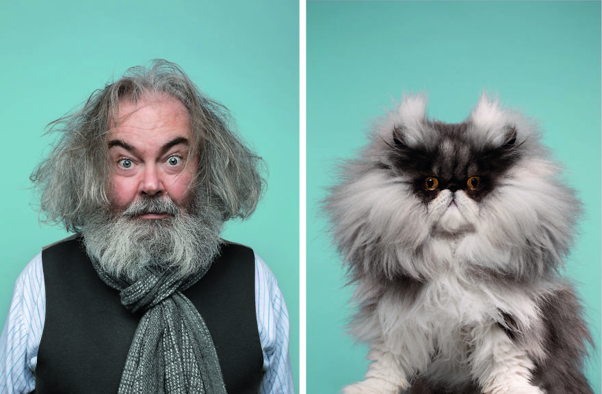 Photographer Captures Cats And Their Owners Side By Side For Uncanny Resemblance.