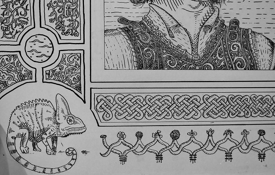 Quarantine Project: I Spent 3 Months Drawing A Mythological Medieval World Map On My Door (13 Pics) Quarantine Project: I Spent 3 Months Drawing A Mythological Medieval World Map On My Door (13 Pics)