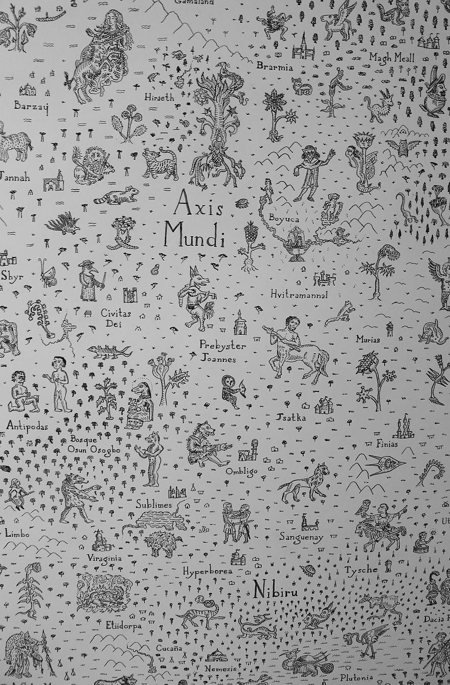 Quarantine Project: I Spent 3 Months Drawing A Mythological Medieval World Map On My Door (13 Pics) Quarantine Project: I Spent 3 Months Drawing A Mythological Medieval World Map On My Door (13 Pics)