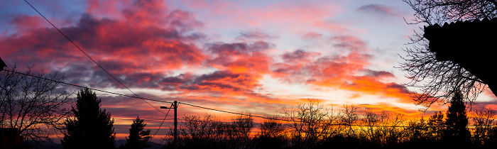 Winter Fire Sky In Zagreb, Croatia.