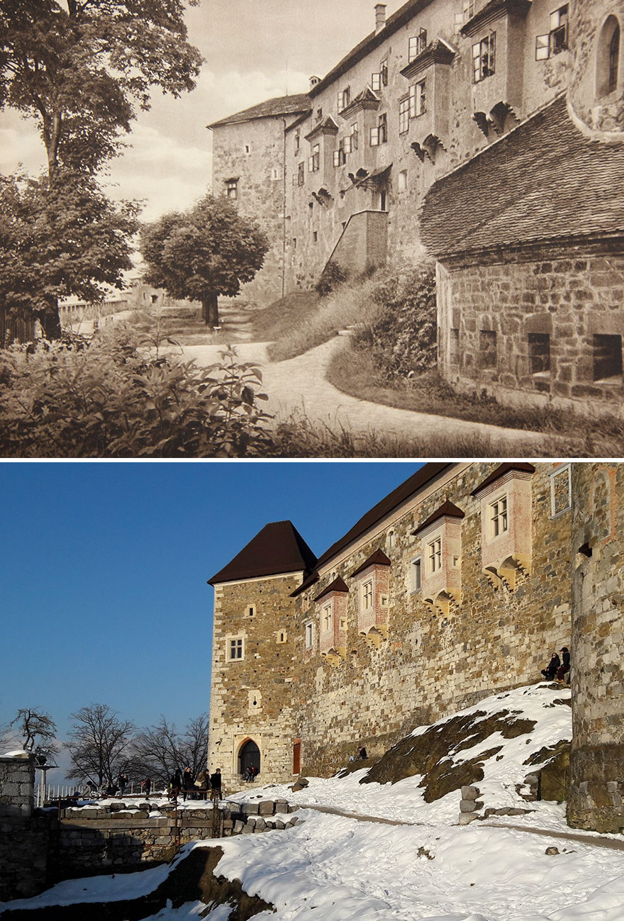 Ljubljana Castle, Slovenia, 1926 vs. 2018