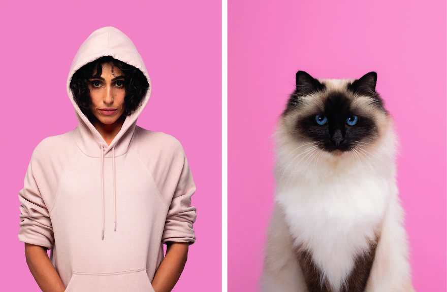 Photographer Captures Cats And Their Owners Side By Side For Uncanny Resemblance.