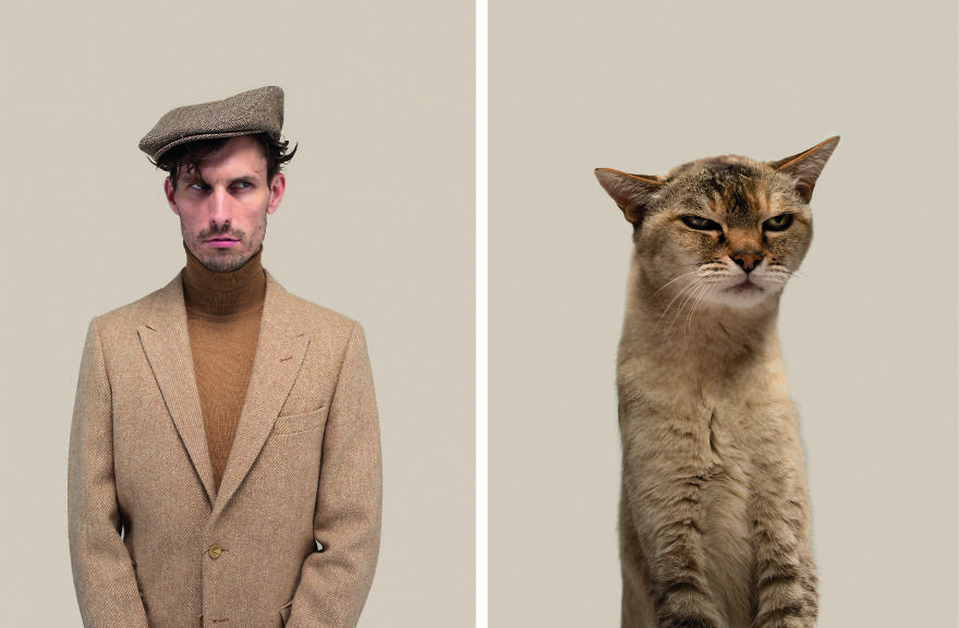 Photographer Captures Cats And Their Owners Side By Side For Uncanny Resemblance.