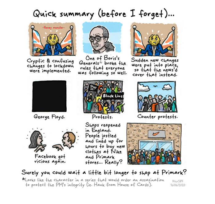 Numbers 1 To 40 Of My 100 Cartoons Drawn During Lockdown 2020