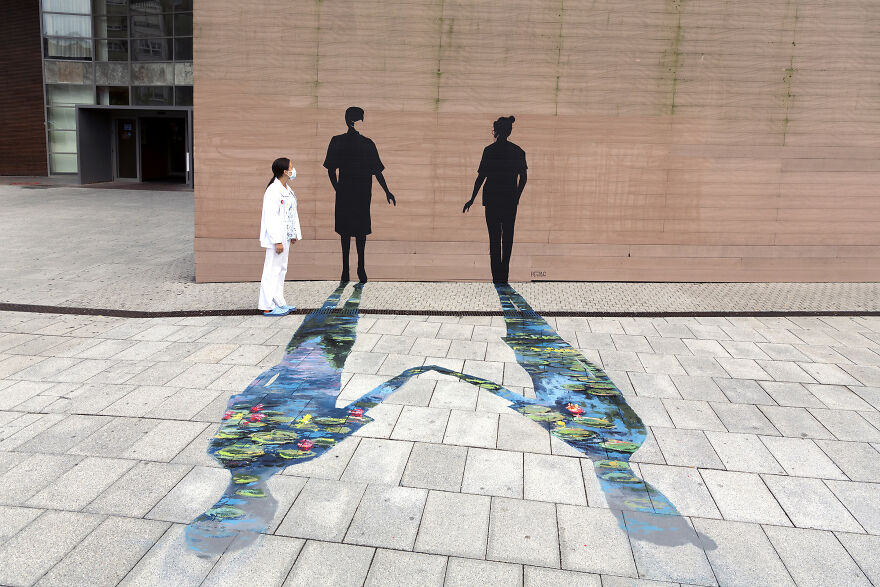 I Painted Three Murals On A Local Hospital's Wall To Honor Health Workers During The Global Pandemic