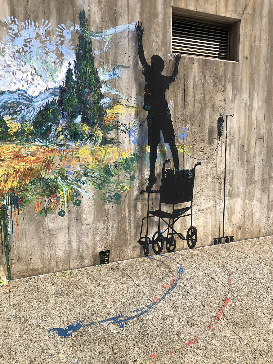 I Painted Three Murals On A Local Hospital's Wall To Honor Health Workers During The Global Pandemic