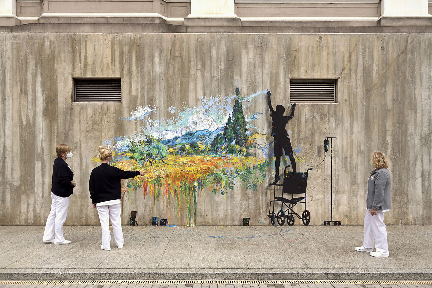 I Painted Three Murals On A Local Hospital's Wall To Honor Health Workers During The Global Pandemic