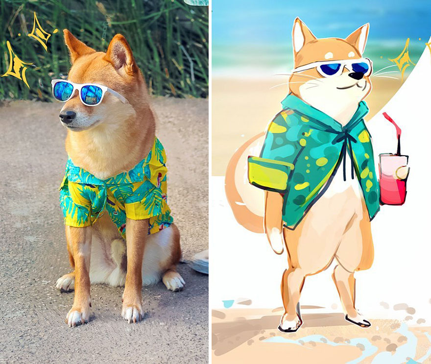 This Digital Artist Turns His Dog Into A Cartoon And The Result Couldn't Be Cuter