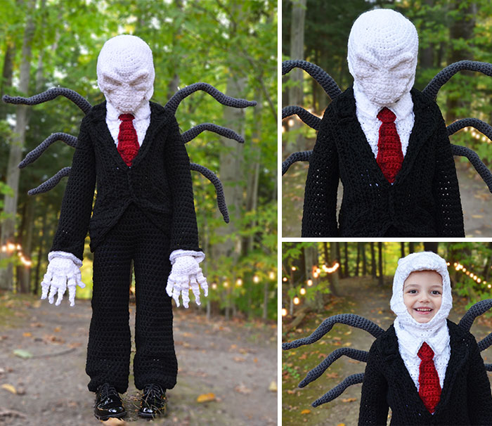 My Son's Full Body Crochet Slenderman Costume