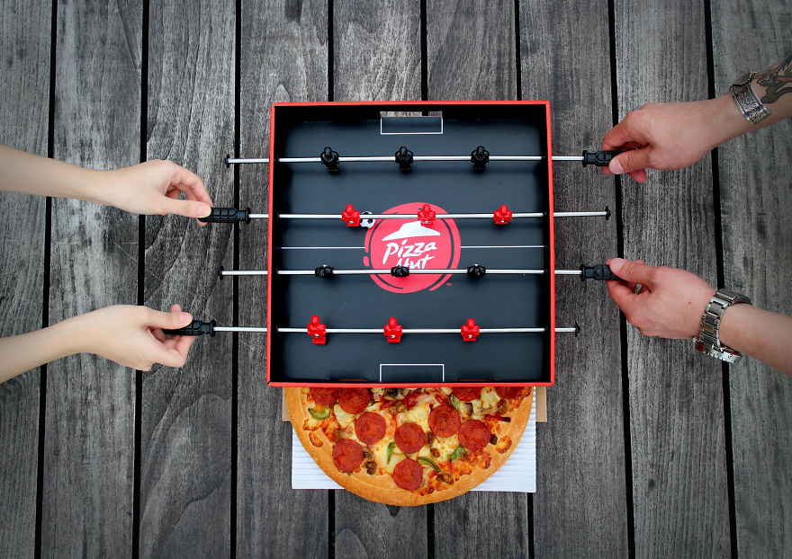 Pizza Hut's 'Foosball Pizza Box' Was Made For Pizza And Football Fans Pizza Hut's 'Foosball Pizza Box' Was Made For Pizza And Football Fans