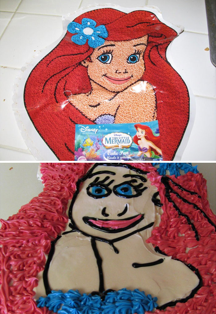Daughter Wanted A Homemade “Little Mermaid” Cake. I Tried Really Hard