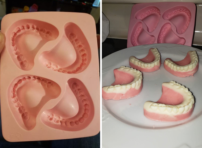 My Kid Begged For This Silicone Teeth Mold Today At A Garage. The Lady At The Sale Said Its A Novelty Ice Tray. Fun For Halloween It Was Only .10 Cents So I Couldn't Say No