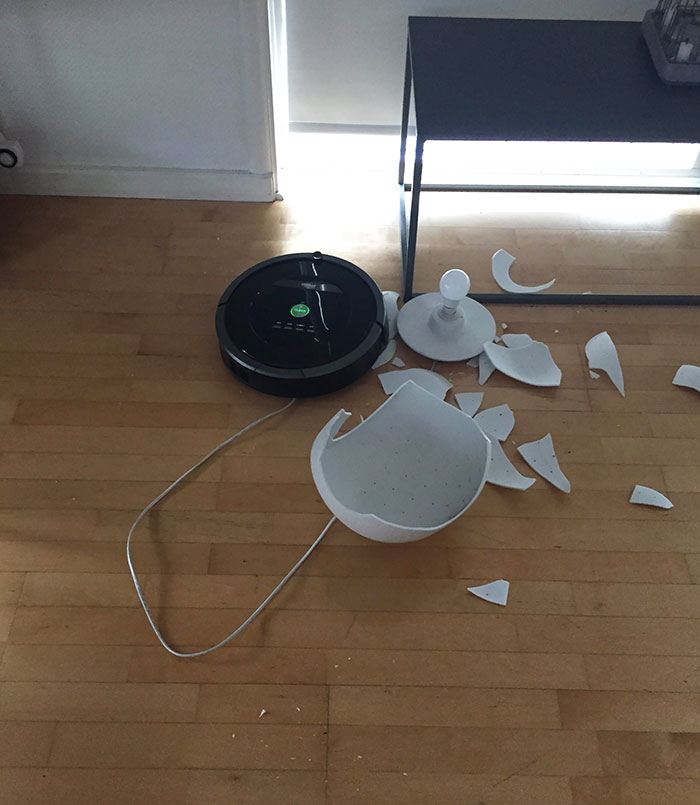 House Sitting My Parents House And Was Too Lazy To Vacuum Myself, Sadly The Roomba Is An Idiot