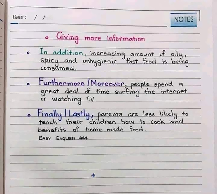 Giving more information in an essay