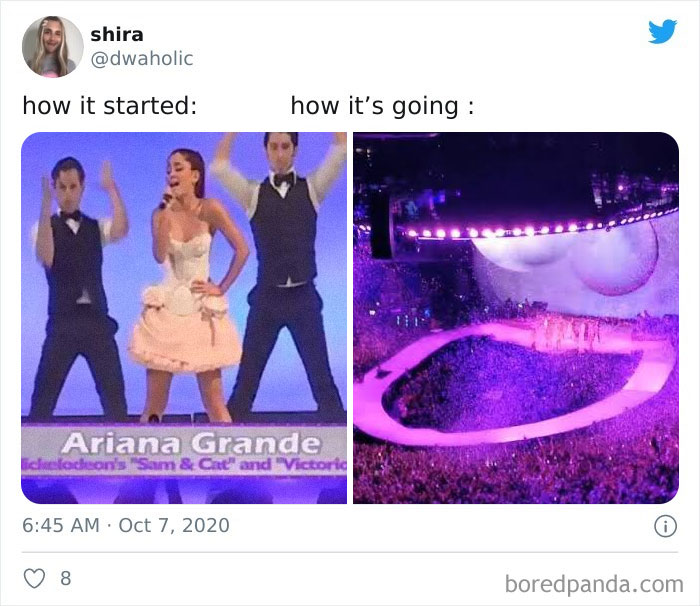 "Wholesome transformation from TV performance to grand concert stage, showcasing evolution and success."