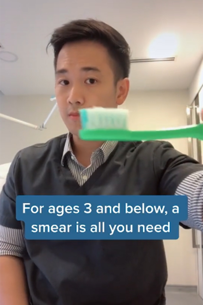 Dentist On TikTok Compares How Much Toothpaste We're Told To Use By The Commercials, And The Actual Amount We Need