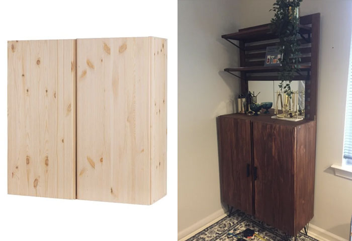 Combined The Ivar Cabinet And The Applaro Wall Panel With Shelves To Make My New Bar Cabinet!
